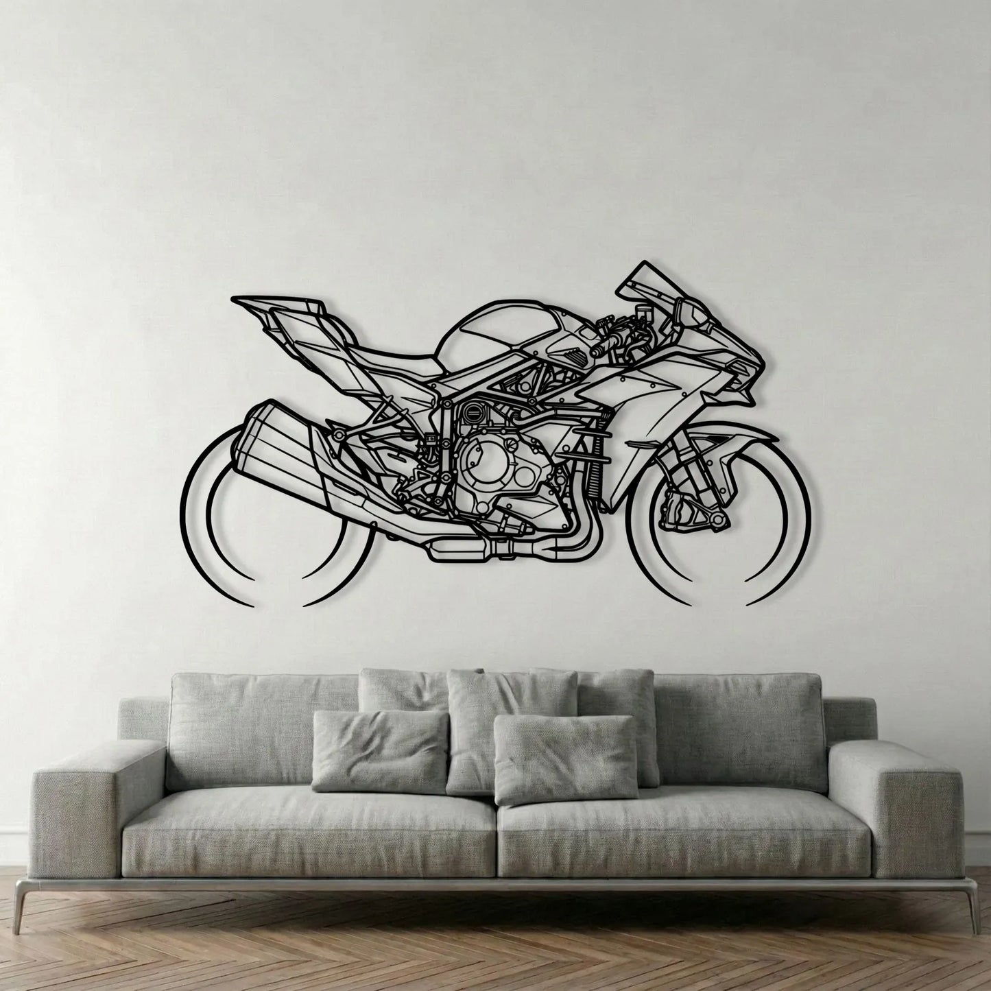 KAWASAKI NINJA H2 METAL WALL ART background 1